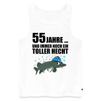Anglergeschenk zum 55 Geburtstag 55 Ehrentag - Männer Premium Bio Tank Top - Weiß - Vorne - AI Model Male 178 light (178cm)