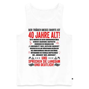 40. Geburtstag lustige Geschenke Männer 40 Jahre - Männer Premium Bio Tank Top - Weiß - Vorne - Michal (187cm)