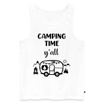 Caravane Camping Camping - Débardeur bio Premium Homme - blanc - Devant - AI Model Male 178 light (178cm)