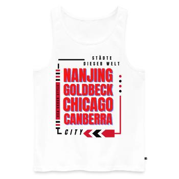 Nanjing Goldbeck Chicago Canberra T-Shirt - Männer Premium Bio Tank Top - Weiß - Vorne - AI Model Male 178 light (178cm)
