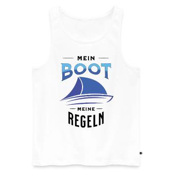 Mein Boot Meine Regel Segler Sailor Skipper boot - Männer Premium Bio Tank Top - Weiß - Vorne - Michal (187cm)
