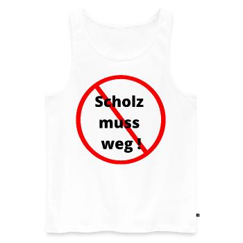 Scholz muss weg T-Shirt - Männer Premium Bio Tank Top - Weiß - Vorne - Michal (187cm)