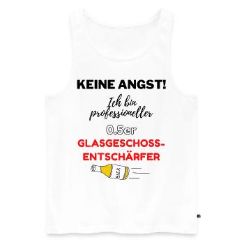 0.5er Glasgeschossentschärfer | Keine Angst | Bier - Männer Premium Bio Tank Top - Weiß - Vorne - Michal (187cm)