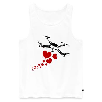 Flying drone with hearts - Men's Premium Organic Tank Top - white - Front - AI Model Male 178 light (178cm)