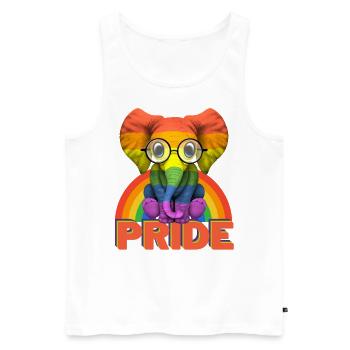 Rainbow Elephant Gay Queers LGBT Gay Pride - Men's Premium Organic Tank Top - white - Front - AI Model Male 178 light (178cm)