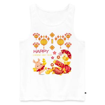 Année du Lapin Joyeux Nouvel An chinois - Débardeur bio Premium Homme - blanc - Devant - Michal (187cm)