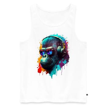 Gorilla Affe DJ Kopfhörer Sonnenbrille Club Musik - Männer Premium Bio Tank Top - Weiß - Vorne - Michal (187cm)