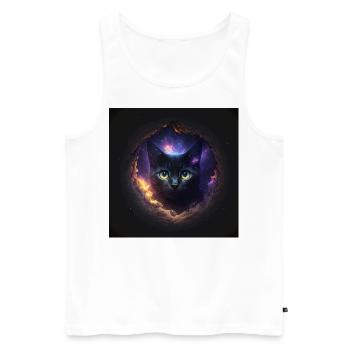 Chat noir magique - Débardeur bio Premium Homme - blanc - Devant - AI Model Male 178 light (178cm)