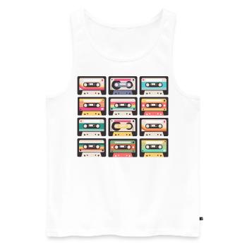 80er 90er Jahre Kassette Mixtape Retro Lustig - Männer Premium Bio Tank Top - Weiß - Vorne - Michal (187cm)
