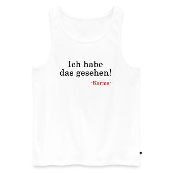 ICH HABE DAS GESEHEN - Karma & Jesus Spruch - Männer Premium Bio Tank Top - Weiß - Vorne - Michal (187cm)