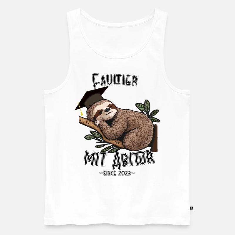 Faultier mit Abitur 2023 - Männer Premium Bio Tank Top - Weiß