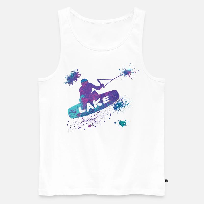 Wakeboard, Overspray - Männer Premium Bio Tank Top - Weiß