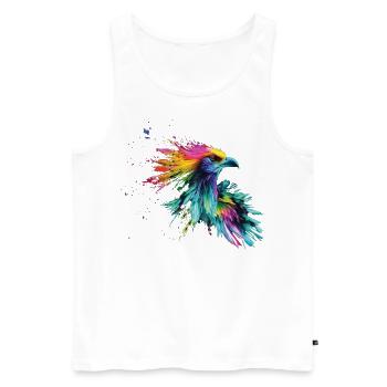 Vogel Farbige bunte Farb Spritzer - Männer Premium Bio Tank Top - Weiß - Vorne - AI Model Male 178 light (178cm)
