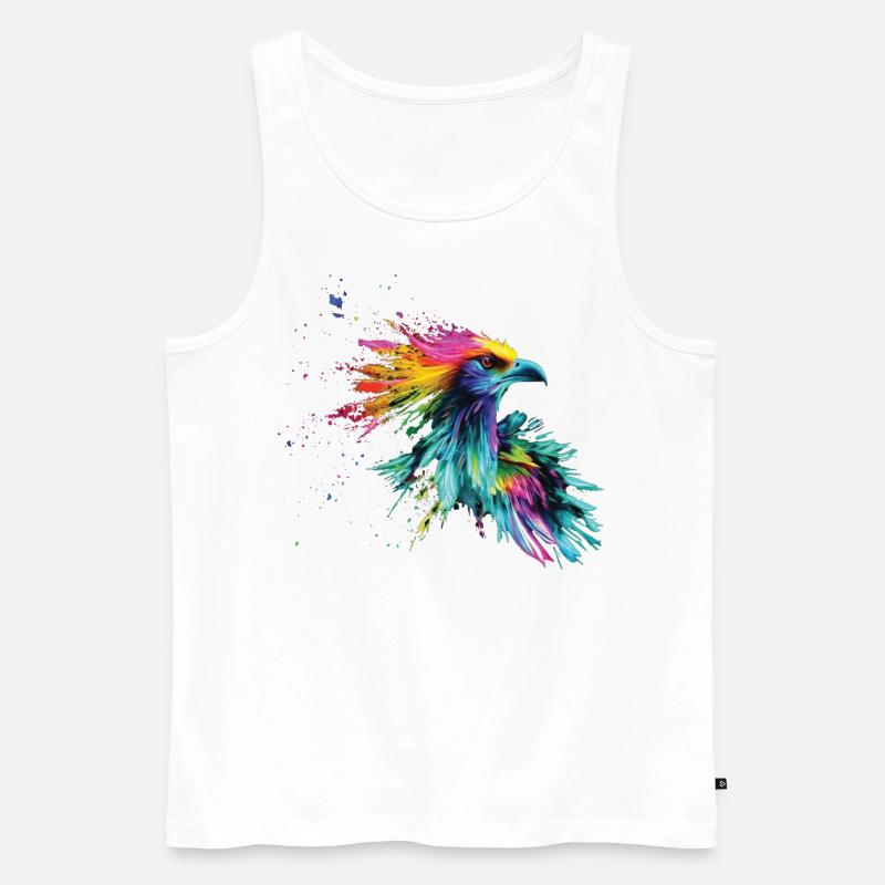 Vogel Farbige bunte Farb Spritzer - Männer Premium Bio Tank Top - Weiß