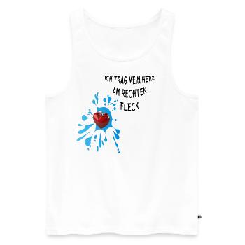 Herz am rechten Fleck - Männer Premium Bio Tank Top - Weiß - Vorne - Michal (187cm)