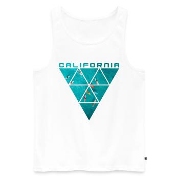 Surf en Californie - Débardeur bio Premium Homme - blanc - Devant - AI Model Male 178 light (178cm)