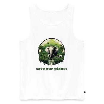 Sauvons notre planète - Protection de l’environnement Protection du climat - Débardeur bio Premium Homme - blanc - Devant - AI Model Male 178 light (178cm)