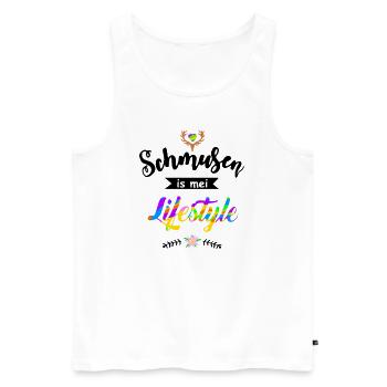 Schmusen is mei Lifestyle - Flirten Küssen Kiss me - Männer Premium Bio Tank Top - Weiß - Vorne - Michal (187cm)
