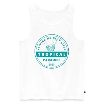Tropical Paradise - Living my best Life - Men's Premium Organic Tank Top - white - Front - Michal (187cm)