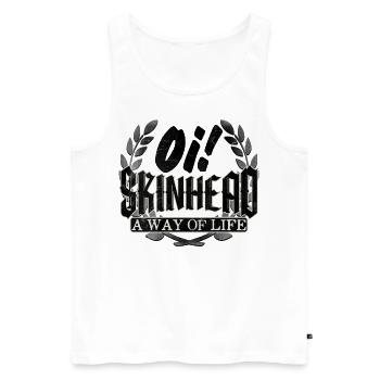 Oi Skinhead - Men's Premium Organic Tank Top - white - Front - AI Model Male 178 light (178cm)