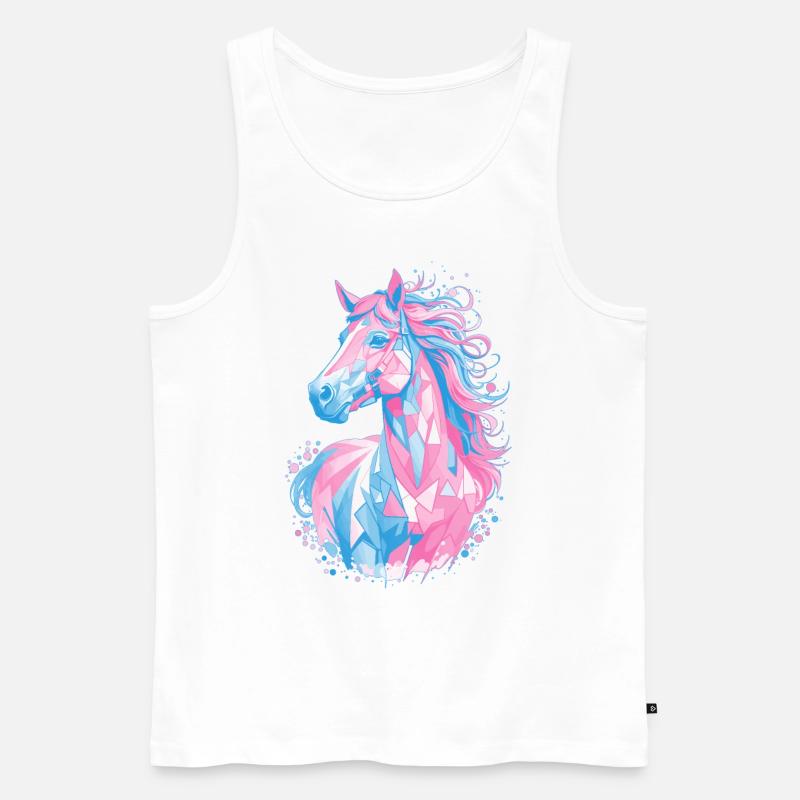 Süßes Pferdedesign - Bunte Pferde-Silhouette - Männer Premium Bio Tank Top - Weiß
