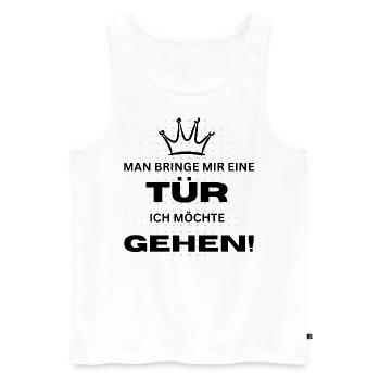 MAN BRINGE MIR EINE TÜR - Männer Premium Bio Tank Top - Weiß - Vorne - Michal (187cm)