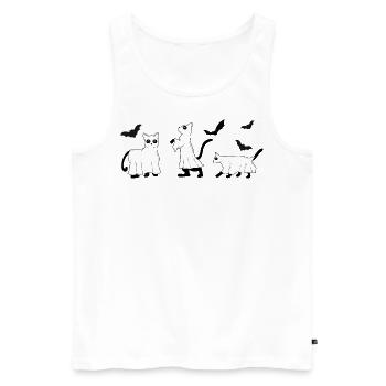 Katzen Gespenster Geister Halloween - Männer Premium Bio Tank Top - Weiß - Vorne - Michal (187cm)