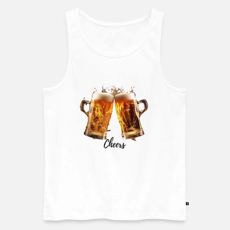 Bierglas Zusammenstoß - Männer Premium Bio Tank Top - Weiß