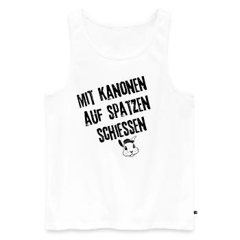 Spatzen-Kanonade Kollektion | Redewendung - Männer Premium Bio Tank Top - Weiß - Vorne - Michal (187cm)