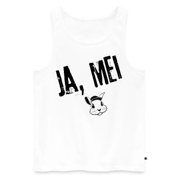 Ja, Mei Eleganz | Redewendung - Männer Premium Bio Tank Top - Weiß - Vorne - AI Model Male 178 light (178cm)