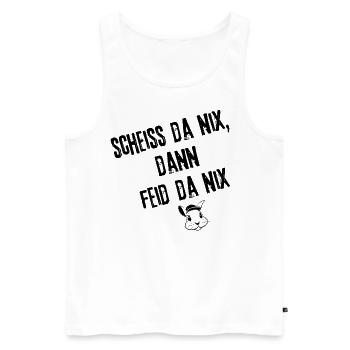 Scheiß da nix Style | Redewendung - Männer Premium Bio Tank Top - Weiß - Vorne - AI Model Male 178 light (178cm)