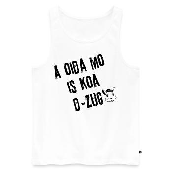 OidaMo_Zugfrei | Redewendung - Männer Premium Bio Tank Top - Weiß - Vorne - AI Model Male 178 light (178cm)