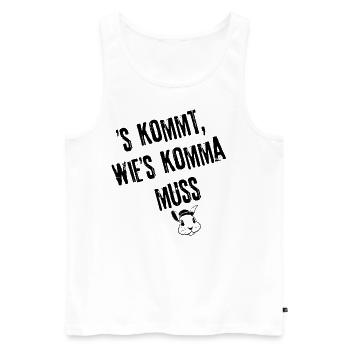 Komma wie´s kommt | Redewendung - Männer Premium Bio Tank Top - Weiß - Vorne - Michal (187cm)