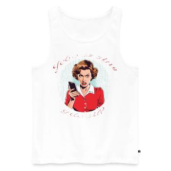 Jebo te sine Shirt, Lustiger Balkan Spruch. - Männer Premium Bio Tank Top - Weiß - Vorne - AI Model Male 178 light (178cm)