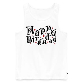 Anniversaire, Joyeux anniversaire, Félicitations, Voeux - Débardeur bio Premium Homme - blanc - Devant - Michal (187cm)
