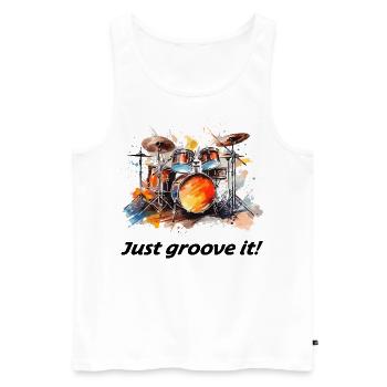 Batterie « Just groove it » Batterie Batterie - Débardeur bio Premium Homme - blanc - Devant - Michal (187cm)