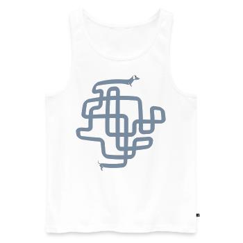 Hot Dog - Langer Spaziergang mit Dackel - Männer Premium Bio Tank Top - Weiß - Vorne - AI Model Male 178 light (178cm)