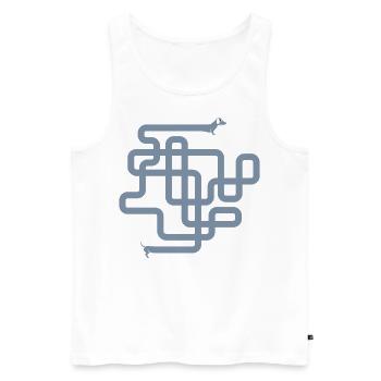 Hot Dog - Langer Spaziergang mit Dackel - Männer Premium Bio Tank Top - Weiß - Vorne - AI Model Male 178 light (178cm)