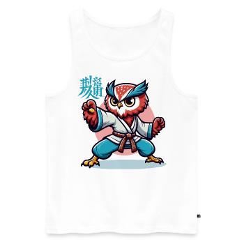 KUNG FU EULE 2 - Männer Premium Bio Tank Top - Weiß - Vorne - AI Model Male 178 light (178cm)