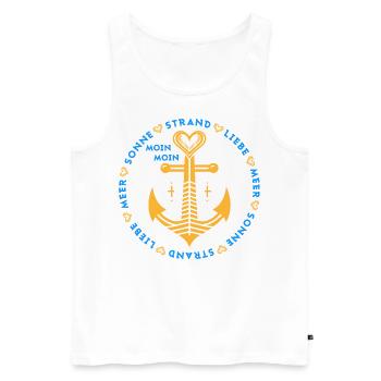 SEA SUN BEACH LOVE Ancres et coeurs - Débardeur bio Premium Homme - blanc - Devant - Michal (187cm)