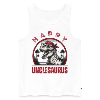 Happy Unclesaurus T-rex Dino Funny Uncle Dinosaurs - Männer Premium Bio Tank Top - Weiß - Vorne - Michal (187cm)