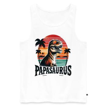 Happy Papasaurus T-rex Dino Funny Father Dinosaurs - Männer Premium Bio Tank Top - Weiß - Vorne - Michal (187cm)