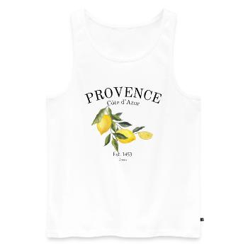 Provence - Côte d’Azur - France - voyage - Débardeur bio Premium Homme - blanc - Devant - AI Model Male 178 light (178cm)