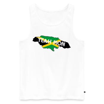 Yeah Mon Jamaican Map Vintage Jamaica Reggae - Men's Premium Organic Tank Top - white - Front - Michal (187cm)