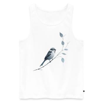Moineau sur branche - Débardeur bio Premium Homme - blanc - Devant - AI Model Male 178 light (178cm)