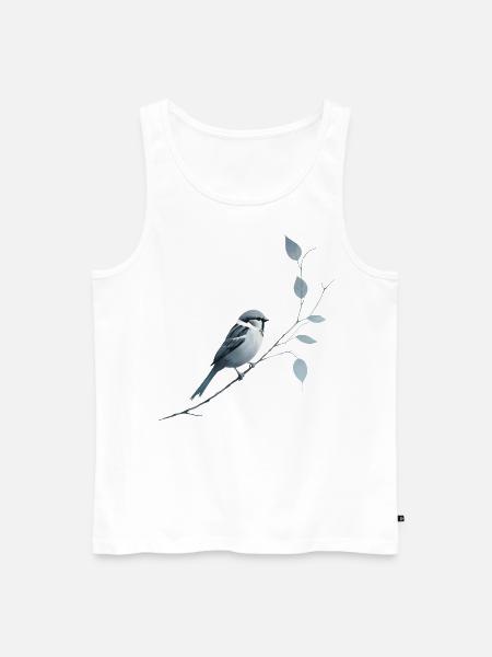 Sparrow on branch - Men's Premium Organic Tank Top - white