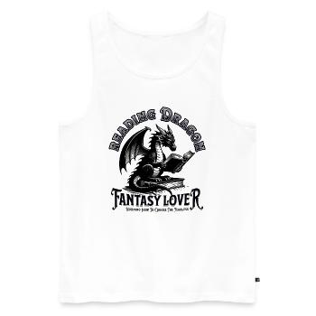 Drachen Fantasy Bücherwelt - Männer Premium Bio Tank Top - Weiß - Vorne - AI Model Male 178 light (178cm)