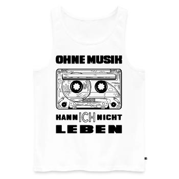 Kassette - Ohne Musik kann ich nicht leben - Männer Premium Bio Tank Top - Weiß - Vorne - Michal (187cm)
