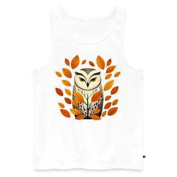 Owl and autumn leaves - Men's Premium Organic Tank Top - white - Front - AI Model Male 178 light (178cm)
