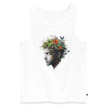 Plants Design Head Connected to Nature - Men's Premium Organic Tank Top - white - Front - Michal (187cm)